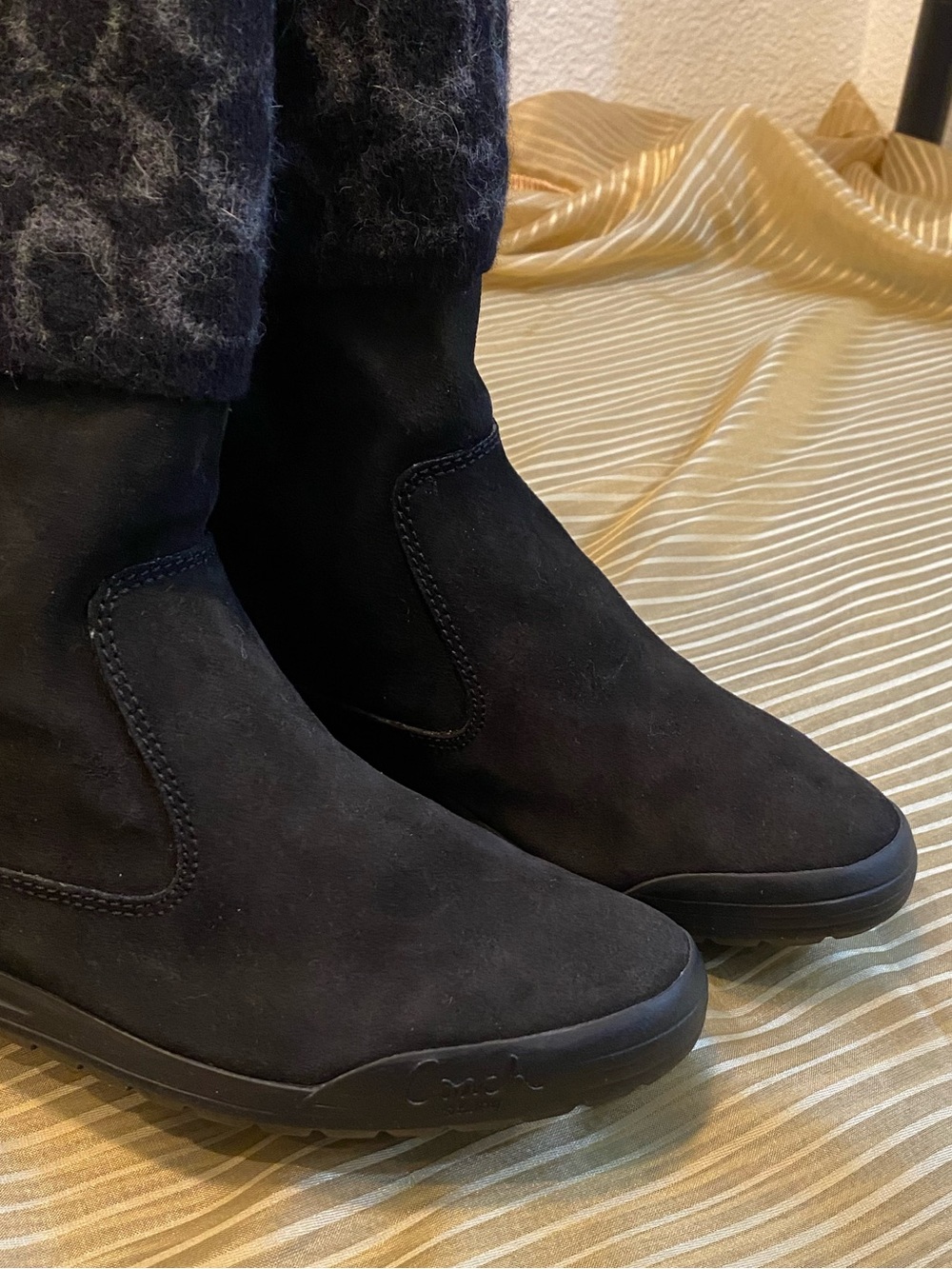 COACH Black leather Women's Boots with Patterned Wool Knit Cuff, size 8 - Picture 11 of 16